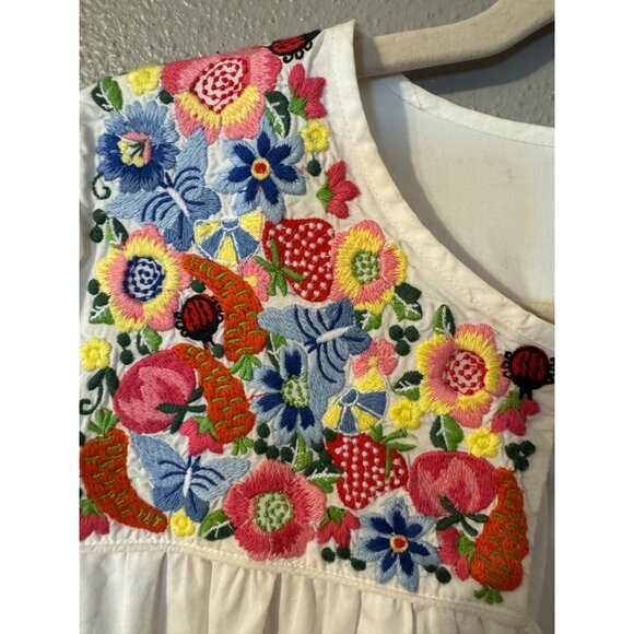 J Crew Midi Dress M Medium White Embroidered Cotton Poplin Pockets Relaxed - Picture 8 of 14